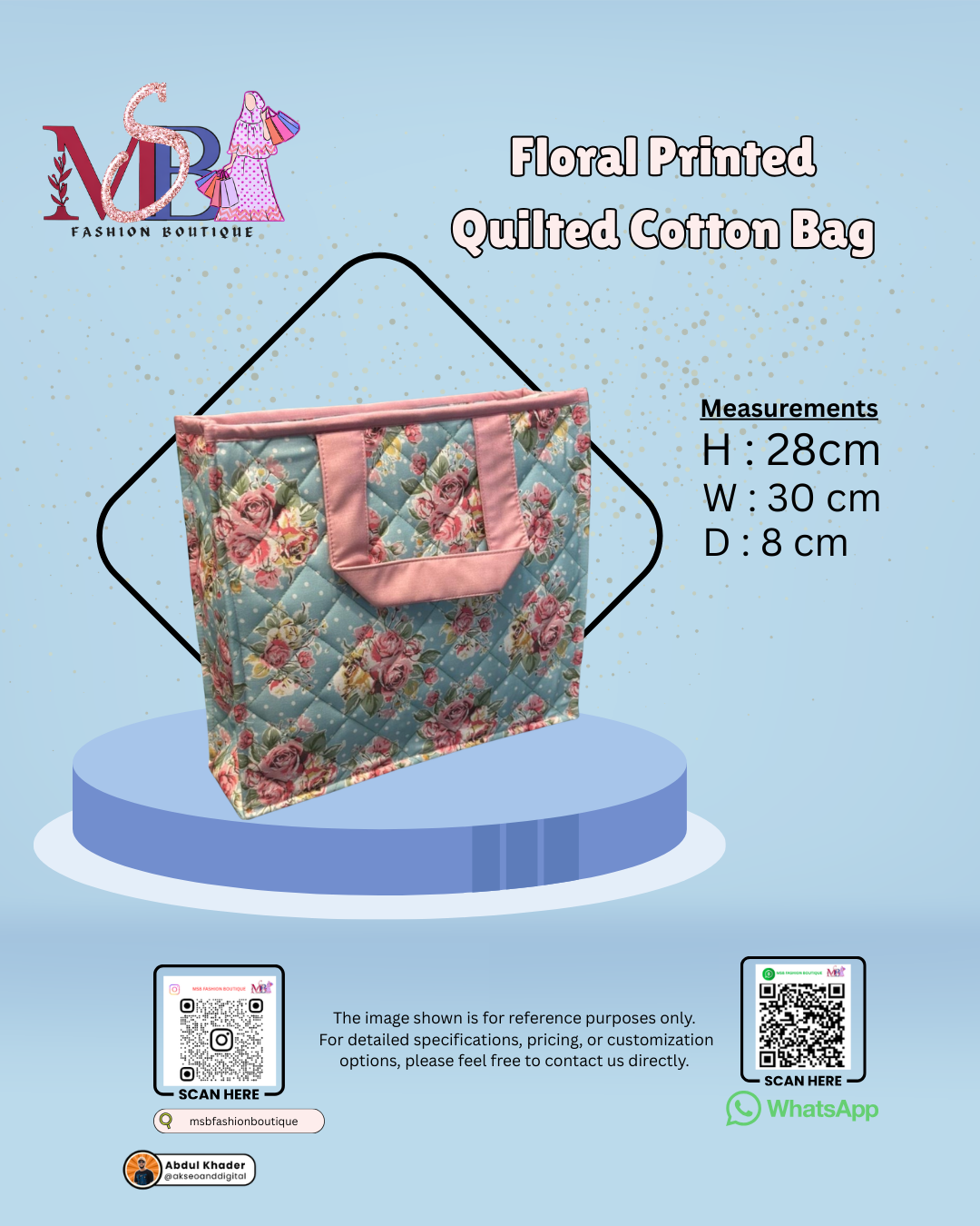 Premium Quilted Floral Storage Bag